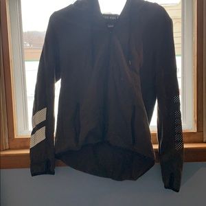 High-low olive green zip up hoodie